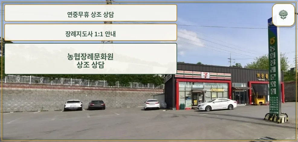 농협장례문화원 외부와 주차장 모습
